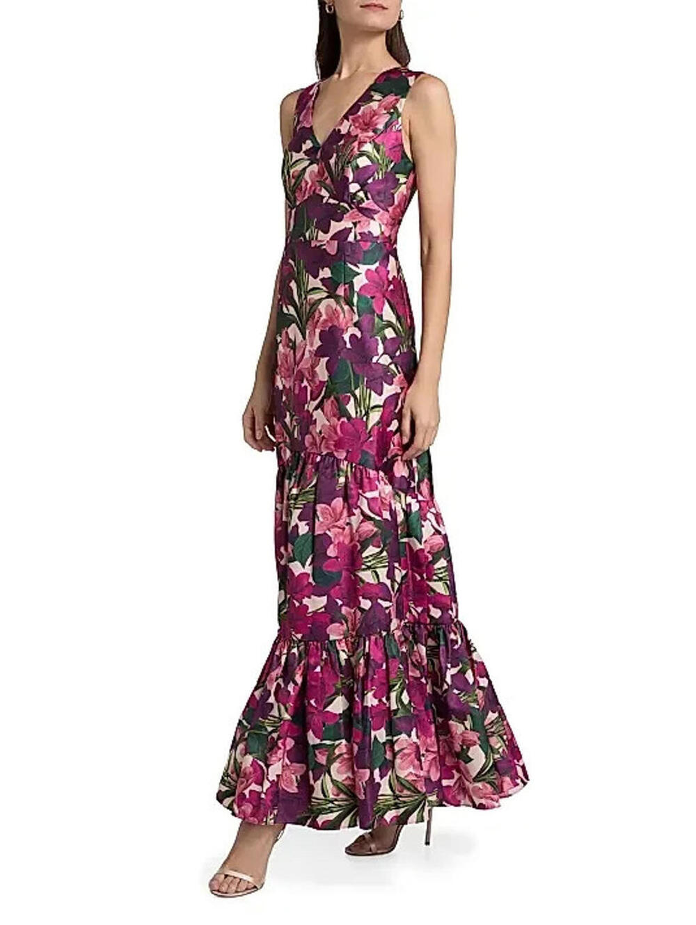 NEW, SACHIN & BABI Rori Floral Sleeveless Mikado Gown SZ 12 #LD260 - Picture 5 of 11